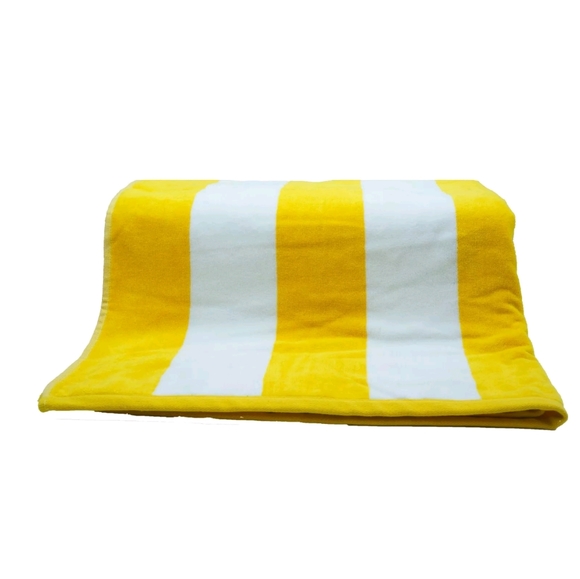 Beach Towel Yellow Cabana Stripes 100% cotton - Picture 2 of 4